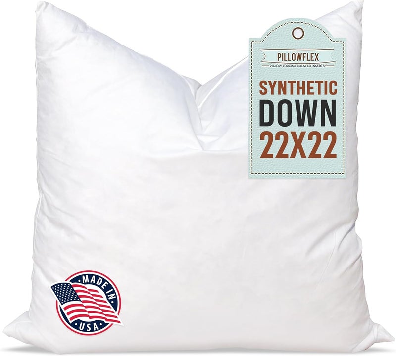 PILLOWFLEX Synthetic Down Pillow Insert - 22x22 Down Alternative, Ultra Soft Large Square Throw Pillow, Couch Sham, Bed Sleeping - 1 Decorative Accent Form - Image 1