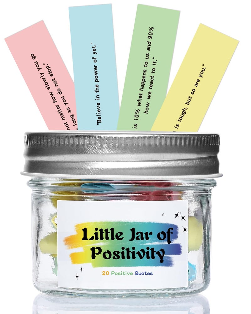 MSEHKM 20 Positive Messages - Mini Jar of Positivity - Uplifting Affirmations, Self Care, Kindness, Joy, Motivational Messages Positive Jar Decorative Jar (Colorful-Positive) - Image 1