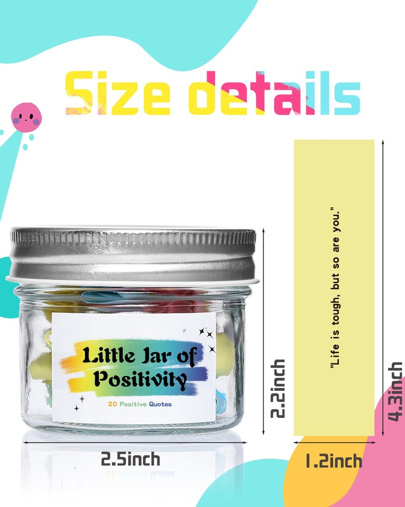 MSEHKM 20 Positive Messages - Mini Jar of Positivity - Uplifting Affirmations, Self Care, Kindness, Joy, Motivational Messages Positive Jar Decorative Jar (Colorful-Positive) - Image 2