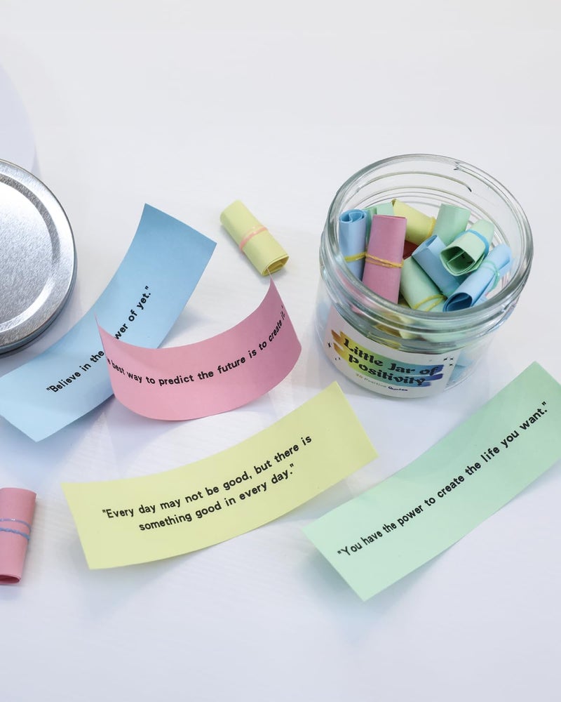 MSEHKM 20 Positive Messages - Mini Jar of Positivity - Uplifting Affirmations, Self Care, Kindness, Joy, Motivational Messages Positive Jar Decorative Jar (Colorful-Positive) - Image 3