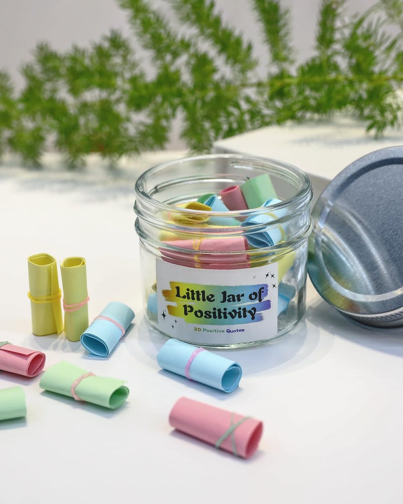MSEHKM 20 Positive Messages - Mini Jar of Positivity - Uplifting Affirmations, Self Care, Kindness, Joy, Motivational Messages Positive Jar Decorative Jar (Colorful-Positive) - Image 4