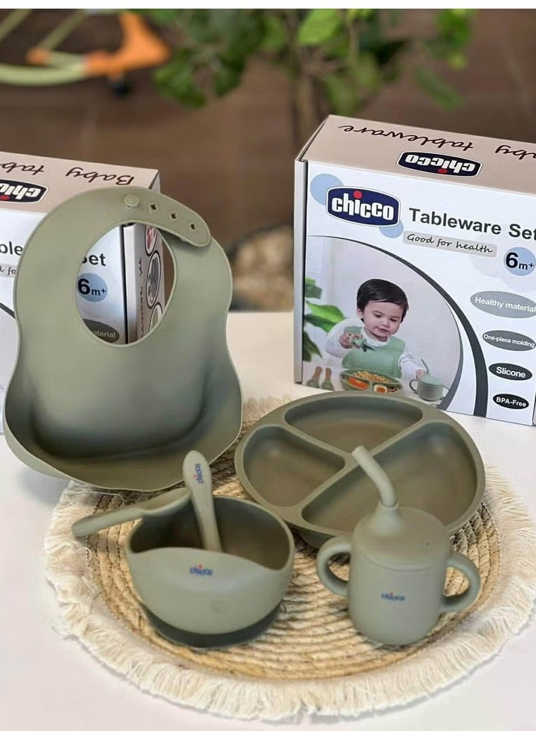 شيكو طقم تغذية الأطفال من السيليكون