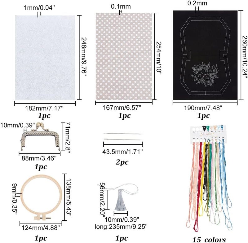 klarako DIY Coin Purse Embroidery Kit, Kiss Clasp Clutch Embroidery Making Kit Flower Pattern Handmade Cross Stitch Bag Making All Material Vintage Small Wallet Sewing Needlepoint Kit, 3.2x3.3 Inch - Image 2