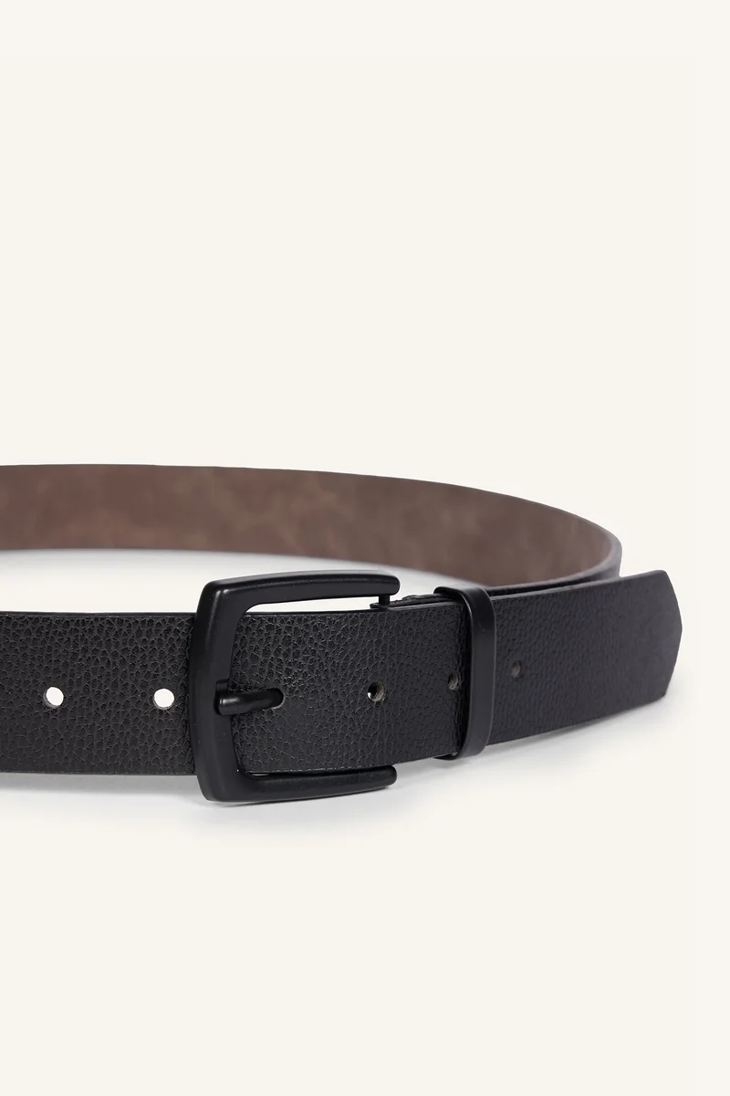 Defacto Man Rectangular Buckle Faux Leather Casual Belt