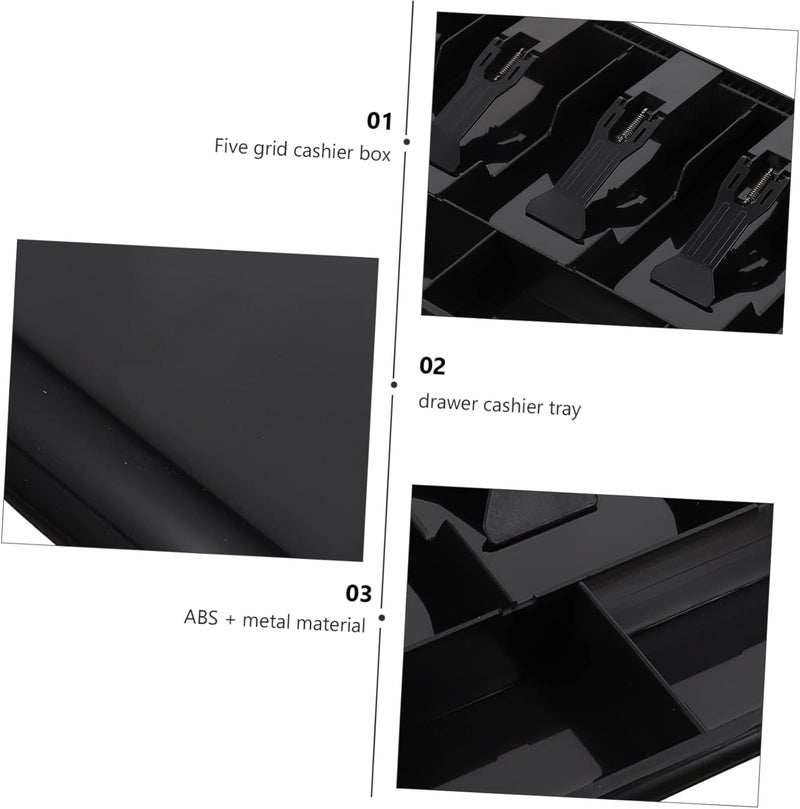 درج النقود مع منظم أموال بخمسة أقسام، إدراج لسجل النقد، بديل للعملة لمحلات البيع بالتجزئة والمتاجر الكبيرة، صندوق كاشير فعال يتميز بمشابك موثوقة - Image 3