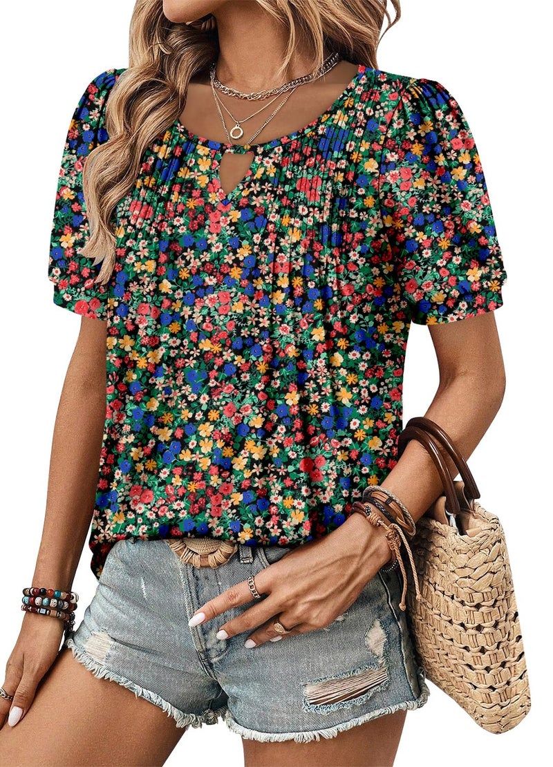KISSMODA 2026 Womens Short Sleeves Button Shirts Floral Summer Tunic Top Woman Boho Tunics Tops - Image 4