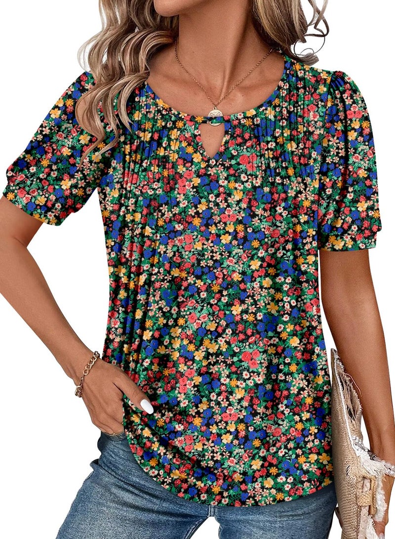 KISSMODA 2026 Womens Short Sleeves Button Shirts Floral Summer Tunic Top Woman Boho Tunics Tops - Image 5