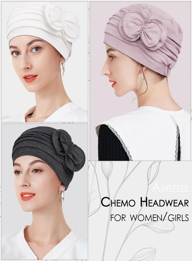 Awefeel Pleated Cotton Hat with Fancy Butterfly Bow for Hair Loss Women, Soft Pink, One size - Image 5