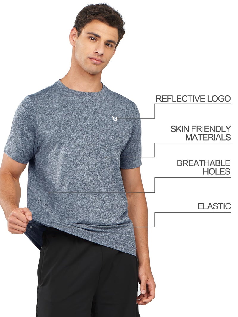 NORTHYARD Breathable 2.0â„¢ Men's Athletic Workout T-Shirt BLUEHEATHER-L - Image 5