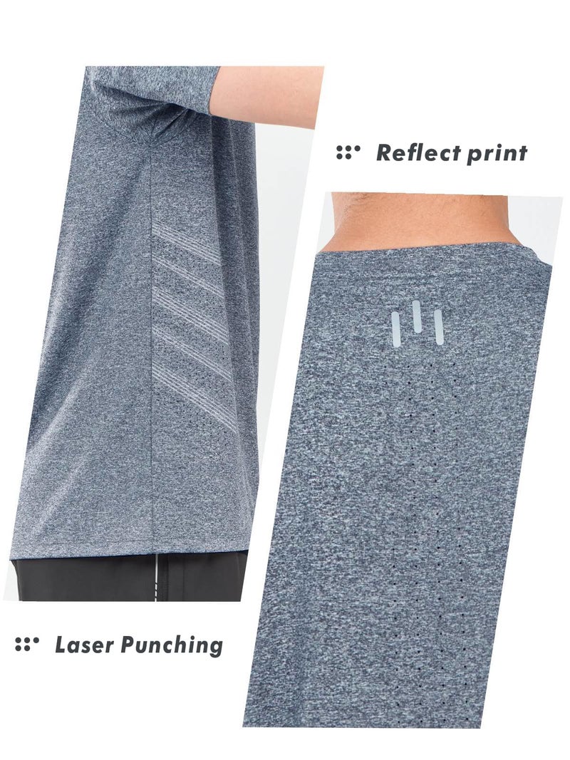 NORTHYARD Breathable 2.0â„¢ Men's Athletic Workout T-Shirt BLUEHEATHER-L - Image 4