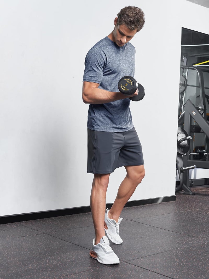 NORTHYARD Breathable 2.0â„¢ Men's Athletic Workout T-Shirt BLUEHEATHER-L - Image 3