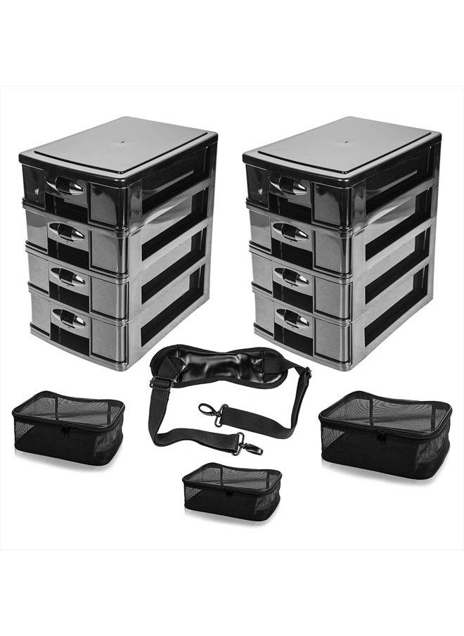 Shany Soft Makeup Artist Rolling Trolley Cosmetic Case with Free Set of Mesh Bags - Jet Black  - Image 3