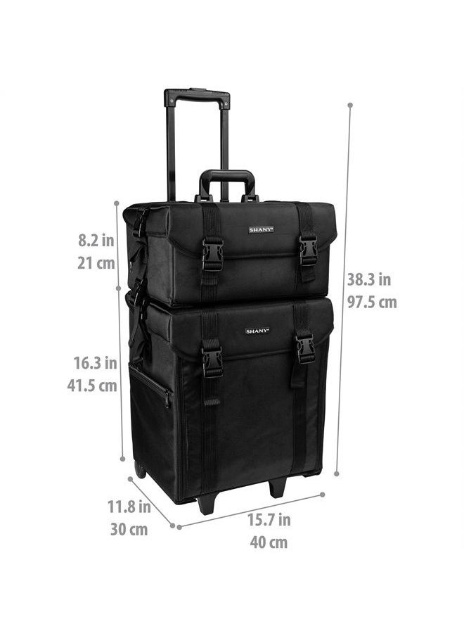 Shany Soft Makeup Artist Rolling Trolley Cosmetic Case with Free Set of Mesh Bags - Jet Black  - Image 4