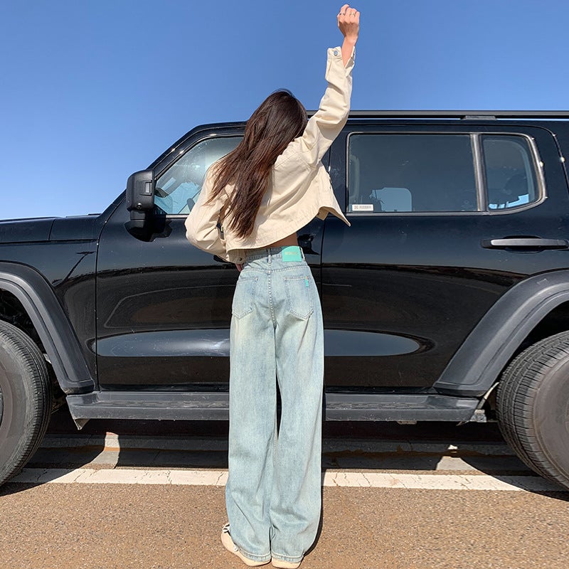 American Style Wide Leg Jeans Women'S High Waist Loose Slimming Straight Drape Pants - Image 3