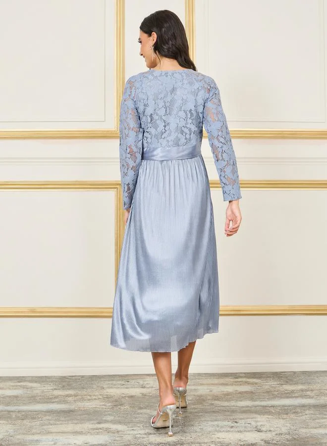 Styli Lace Bodice Midi Dress