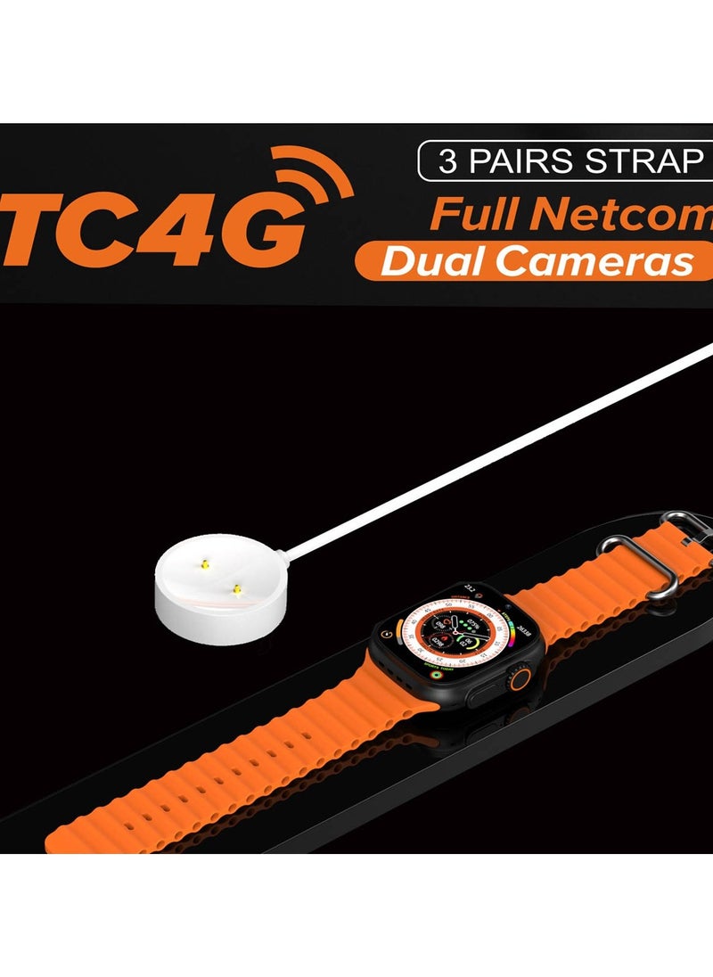 Telzeal - Telzeal TC4G 2.2 Inch Full Screen Display Smart Watch With Dual Camera and Sim Card Support  With 3 Pair Straps and Wireless Charger For Ladies and Gents - Image 1