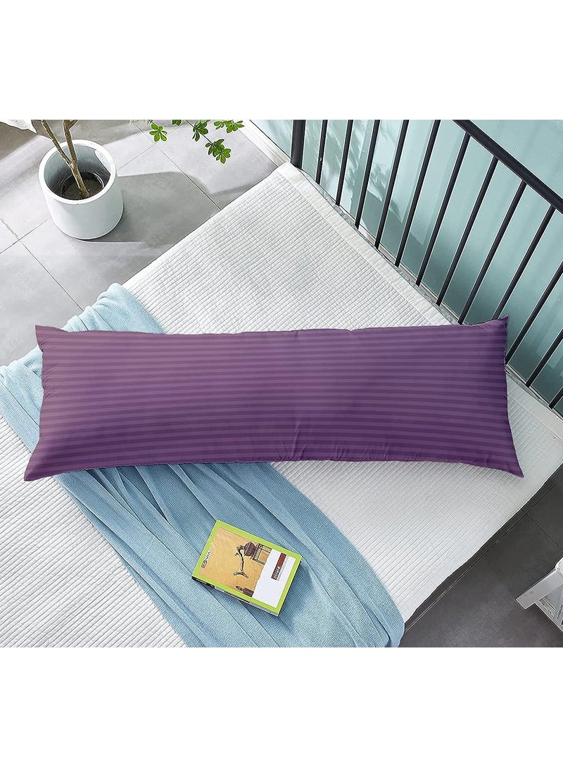 DubaiGallery Long Body Pillow 1pc, Fabric: 100% Polyester 85 GSM Microfiber 1 cm Stripe Super Soft, Filling: 1300 gm Hollow Fiber Comfort, Breathable & Ultra Soft , Size: 45 x 120 cm - Image 1