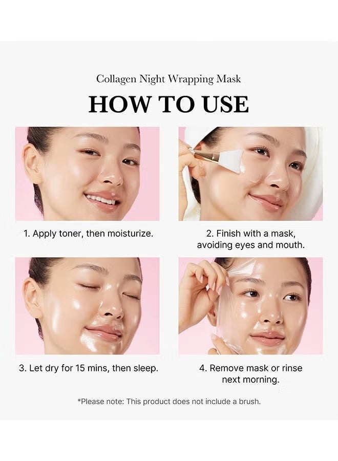 Medicube Collagen Overnight Wrapping Peel Off Facial Mask Pack - Elasticity And Hydration Care, Reduces Sagging And Dullness - Hydrolyzed Collagen For Glowing Skin - Korean Skin Care, 2.53 Fl.Oz - Image 4