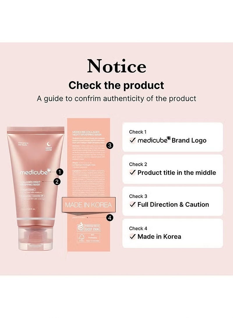 Medicube Collagen Overnight Wrapping Peel Off Facial Mask Pack - Elasticity And Hydration Care, Reduces Sagging And Dullness - Hydrolyzed Collagen For Glowing Skin - Korean Skin Care, 2.53 Fl.Oz - Image 3