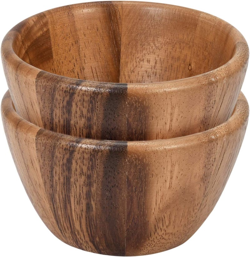 AeraVida Two Mini Hand Carved Bowl 4inch Rain Tree Wooden Set  Trendy Wooden Bowl Kitchen Decor  Handmade Kitchen Bowl Set - Image 2