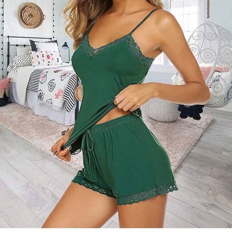 طقم نوم أنيق ورقيق بزخرفة دانتيل مثيرة من المودال الممزوج بالدانتيل - Image 4