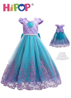 HIPOP Girls Princess Dress Up with Bustle,Cosplay Costume,Birthday Party Outfits,Blue Mermaid Dress with Support,110cm  - Image 1