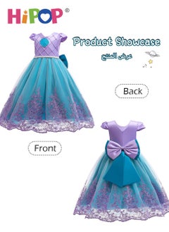 HIPOP Girls Princess Dress Up with Bustle,Cosplay Costume,Birthday Party Outfits,Blue Mermaid Dress with Support,110cm  - Image 3