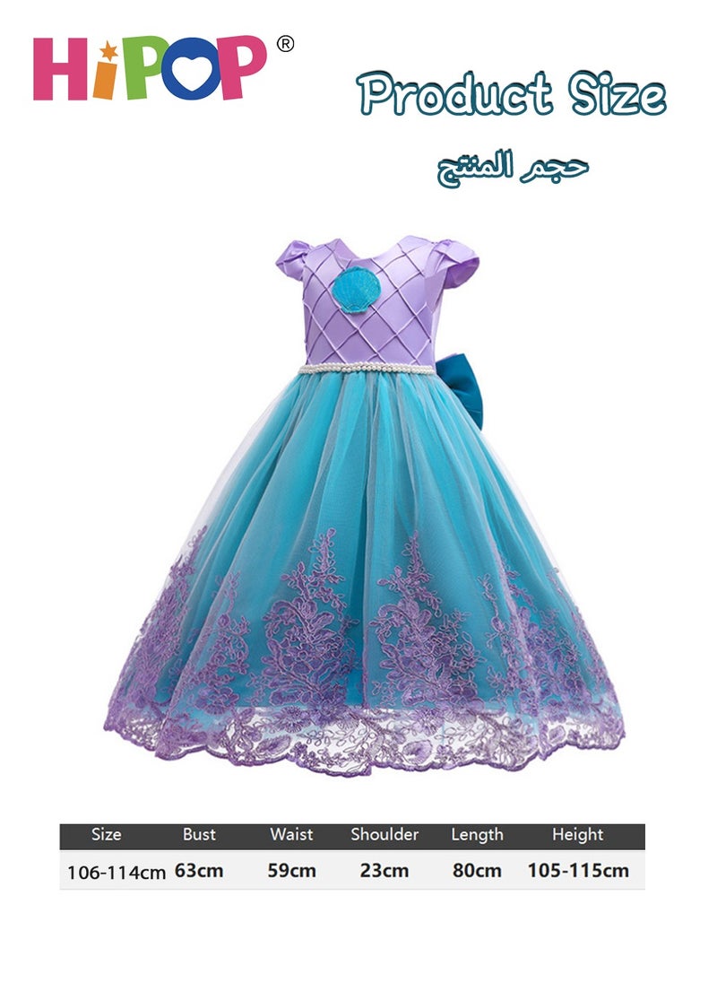 HIPOP Girls Princess Dress Up with Bustle,Cosplay Costume,Birthday Party Outfits,Blue Mermaid Dress with Support,110cm  - Image 5
