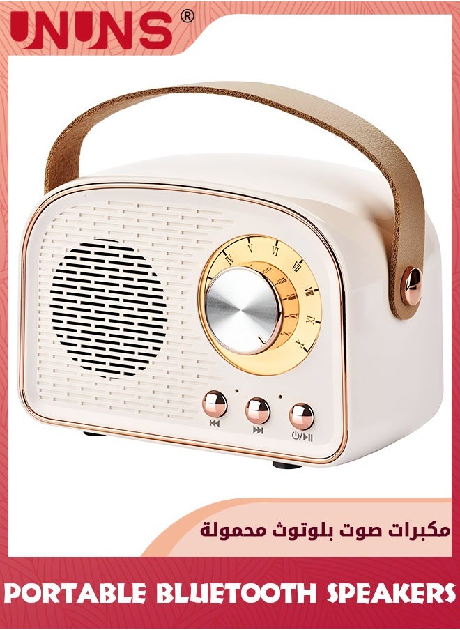 UNUNS Retro Bluetooth Speaker,Wireless Vintage Speaker For Android/iOS Devices,Portable Bluetooth Speaker Supports FM/TF Card/AUX,Old Fashion Style For Kitchen Desk Bedroom Office Outdoor,Beige  - Image 1