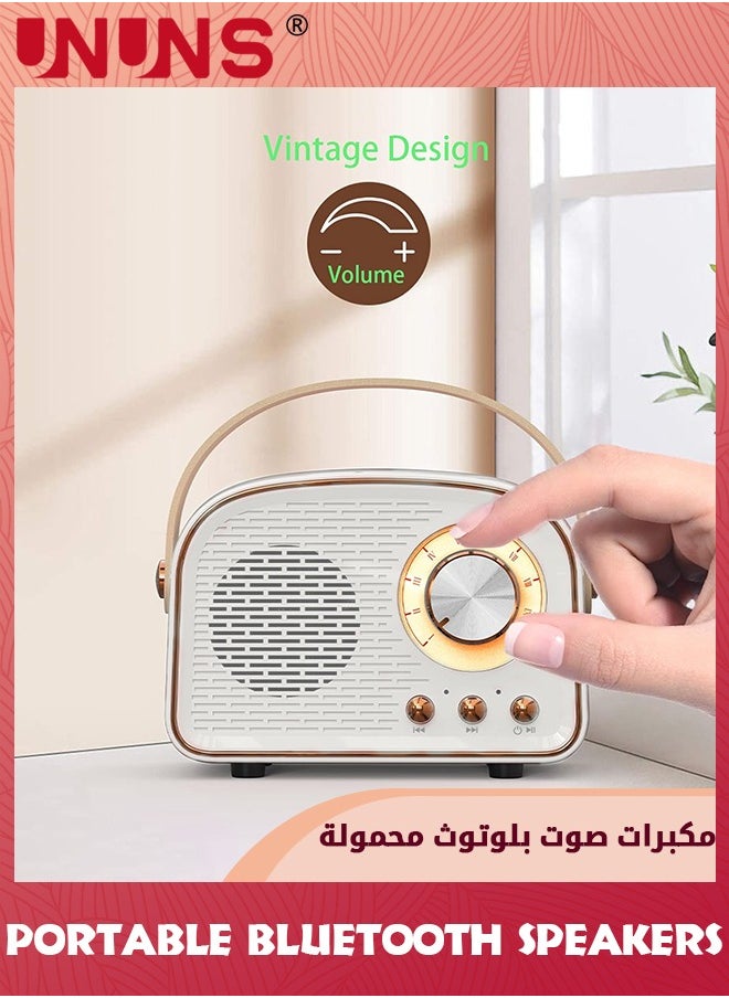 UNUNS Retro Bluetooth Speaker,Wireless Vintage Speaker For Android/iOS Devices,Portable Bluetooth Speaker Supports FM/TF Card/AUX,Old Fashion Style For Kitchen Desk Bedroom Office Outdoor,Beige  - Image 3