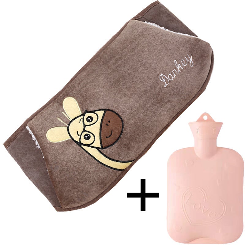Water Bag Plush Belt Water Filling Warm Water Bag Compress Warm Waist Warm Hand Treasure Filling Warm Belly Warm Baby Female - Image 1