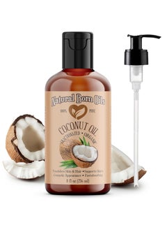 Natural Born Oils Coconut Oil Fractionated 8oz Organic ColdPressed NonGreasy Skin Moisturizer Hair Shine Enhancer
