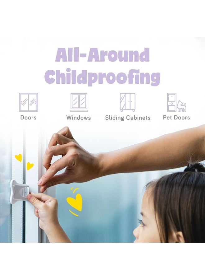 Ashtonbee Sliding Door Lock for Child Safety - Baby Proof Doors & Closets. Childproof Your Home with No Screws or Drills (Set of 2, White) - Image 4