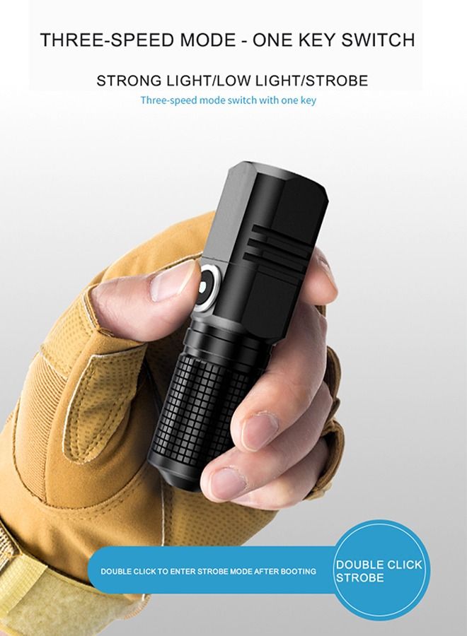 general Mini Flashlight, Rechargeable Flashlight, 1500 High Lumen Small Flashlight for Camping/Hiking/Daily Use (Black) - Image 2