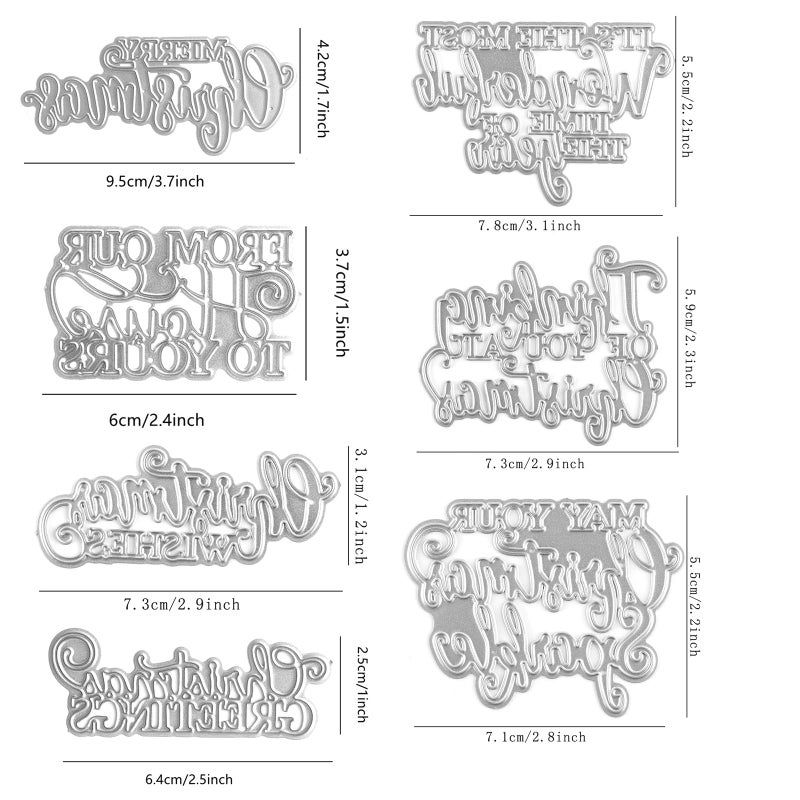 Briartw 8Pcs/Set Christmas Phrases Cutting Dies For Card Making Carbon Steel Embossing Stencil For Diy Decoration Scrapbooking Greetings Card Invitation Make Gifts For Family And Friends - Image 2