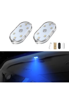 KASTWAVE Car LED Lights, Interior Portable Small Incar LED Touch Lights with 6 Bright LED Lamp Beads, USB Rechargeable Lighting Light Car Emergency Light (Blue Light)  - Image 1