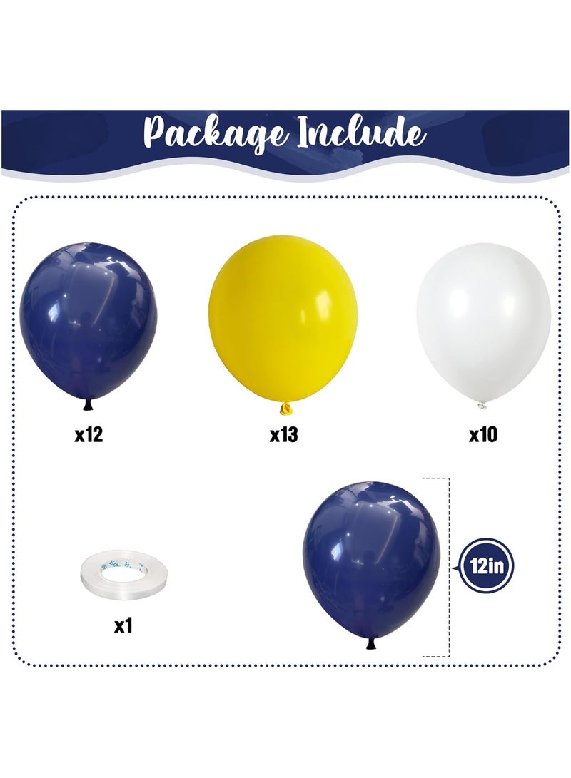 HOME ZONE 35 Pack Navy Blue Yellow White Balloons, 12 Inch Navy Blue Yellow White Party Balloons for Birthday Wedding Graduation Anniversary Party Decorations - Image 2