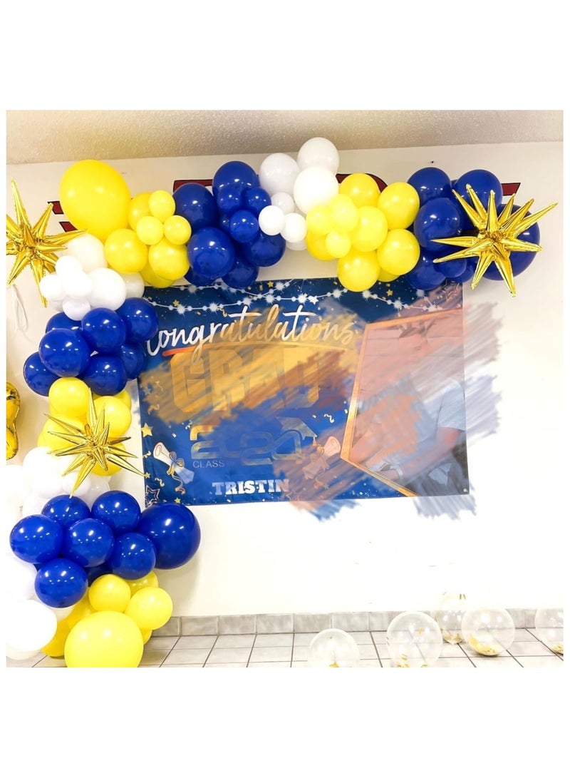 HOME ZONE 35 Pack Navy Blue Yellow White Balloons, 12 Inch Navy Blue Yellow White Party Balloons for Birthday Wedding Graduation Anniversary Party Decorations - Image 4