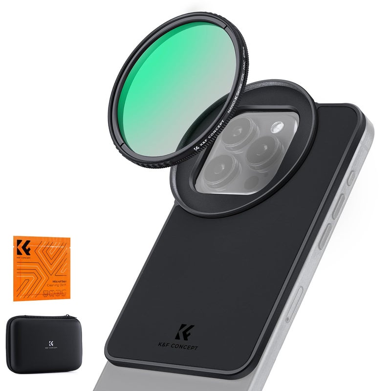 K&F Concept محول حامل فلتر عدسة مغناطيسي K&F CONCEPT بحجم 6.7 بوصة مع فلتر CPL بحجم 67 مم لهاتف آيفون، متوافق مع 16/15/14/13/12 برو ماكس، 16/15/14 بلس - Image 1
