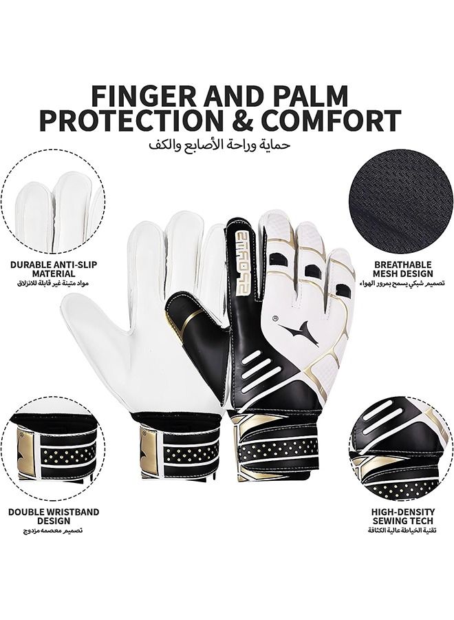 Taiahiro Football Gloves for Kids & Youth & Adult, Goalie Gloves with Finger Support, Durable Soccer Goalkeeper Gloves for Junior Kids Training Match, Strong Grip & Pro-Level Keeper Football Gloves - Image 3