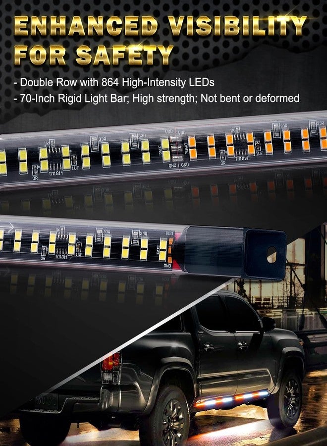 LUMENIX شريط إضاءة طوارئ لومينيكس بطول 70 بوصة، مزود بـ 864 مصباح LED وامض، مع وحدة تحكم، مناسب لمركبات البناء والشاحنات التجارية والسيارات - لون كهرماني وأبيض - Image 2
