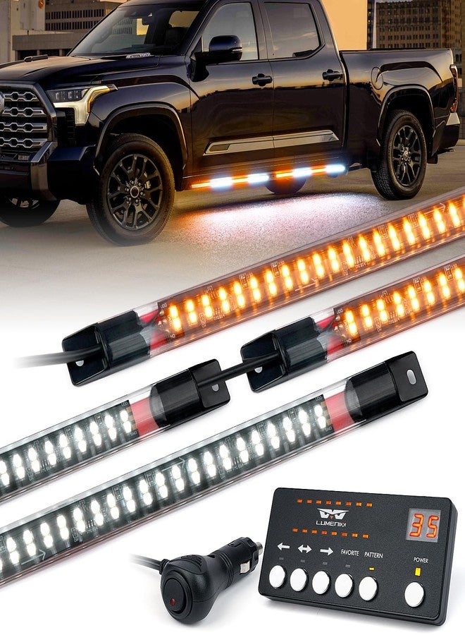 LUMENIX شريط إضاءة طوارئ لومينيكس بطول 70 بوصة، مزود بـ 864 مصباح LED وامض، مع وحدة تحكم، مناسب لمركبات البناء والشاحنات التجارية والسيارات - لون كهرماني وأبيض - Image 1