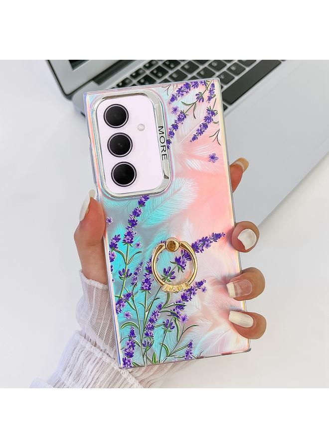 S-TOP Case For Samsung Galaxy A35 5G Electroplating Laser Flower Ring Holder TPU Phone Case - Image 1