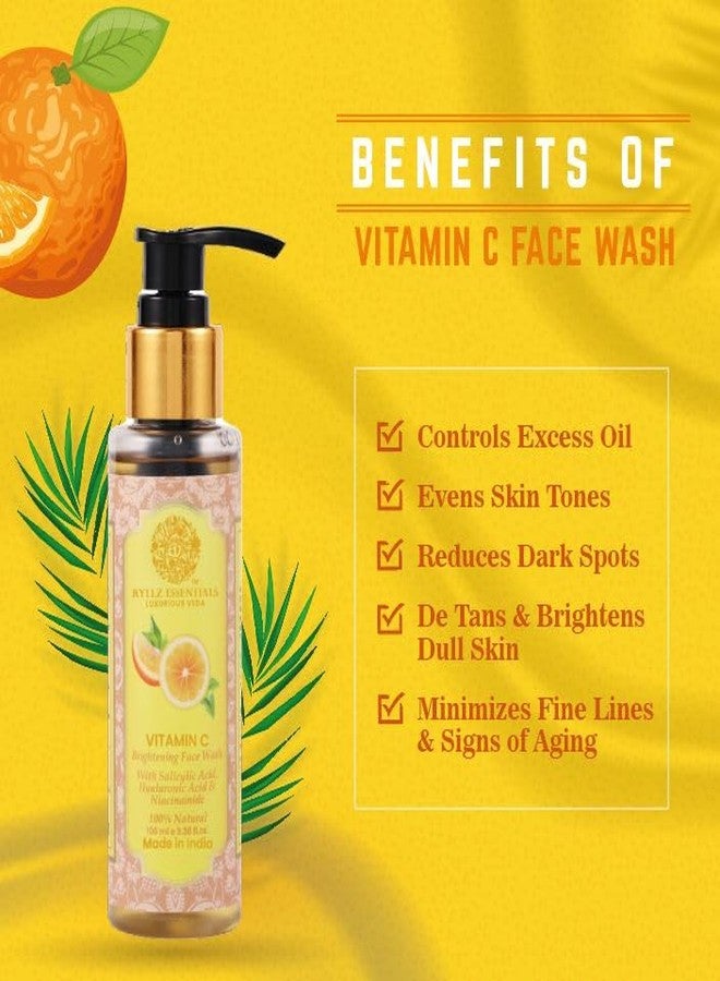 RYLLZ ESSENTIALS Vitamin C Face Wash | Skin Brightening with Stable & Effective Vitamin C, Salicylic Acid, Hyaluronic Acid & Niacinamide | For Glowing Skin, Dark Spots, Oil Control, Open Pores, Uneven & Dull Skin | 100 ml - Image 4
