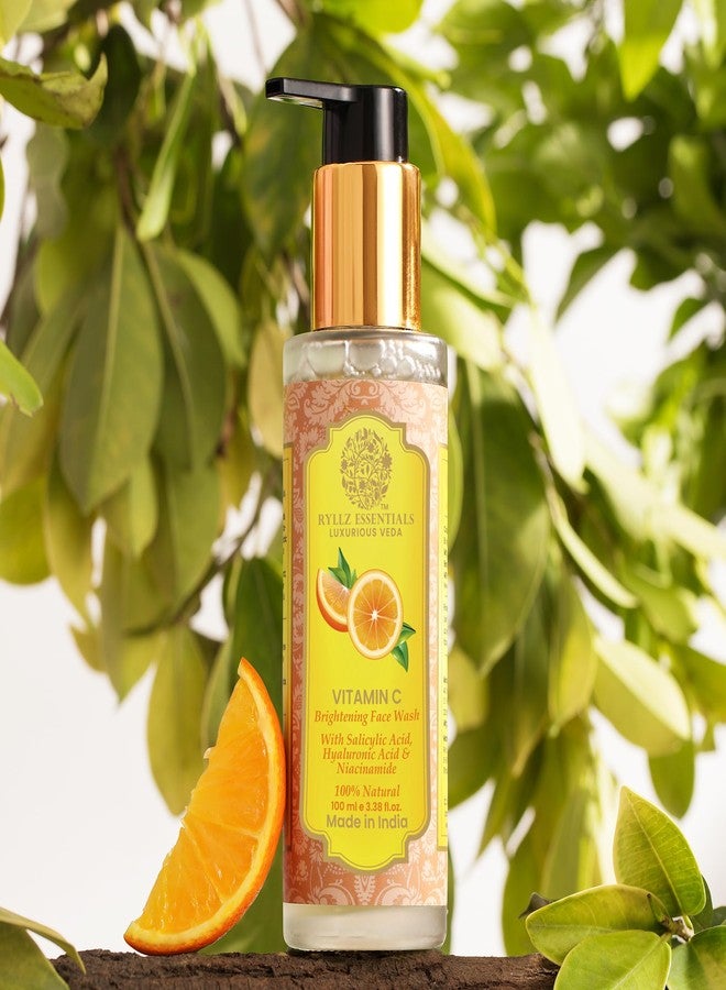 RYLLZ ESSENTIALS Vitamin C Face Wash | Skin Brightening with Stable & Effective Vitamin C, Salicylic Acid, Hyaluronic Acid & Niacinamide | For Glowing Skin, Dark Spots, Oil Control, Open Pores, Uneven & Dull Skin | 100 ml - Image 2