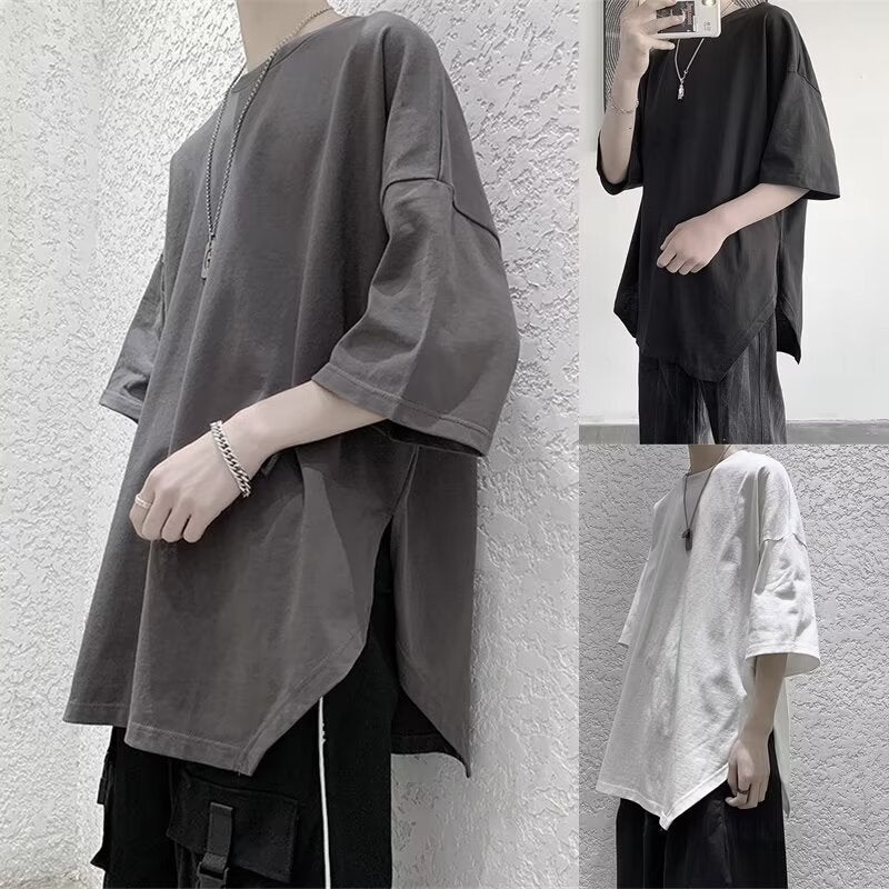 Salt-Style Boyfriend Heavy Short-Sleeve T-Shirt For Men, Summer Boys' Matching Slit Loose T-Shirt, Trendy And Stylish Top - Image 2