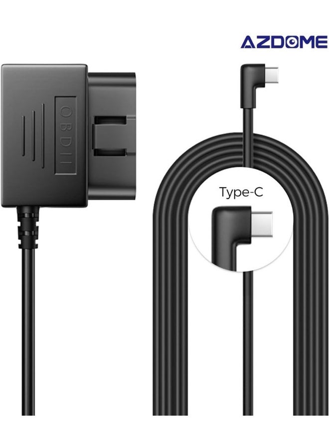 AZDOME Type C Port OBD Hardwire Kit for Dash Cam, Easy to Install, Support Parking Mode, 11FT 12V-24V to 5V Power Cable for Car Camera with Type C Port, Low Voltage Protection - Image 1