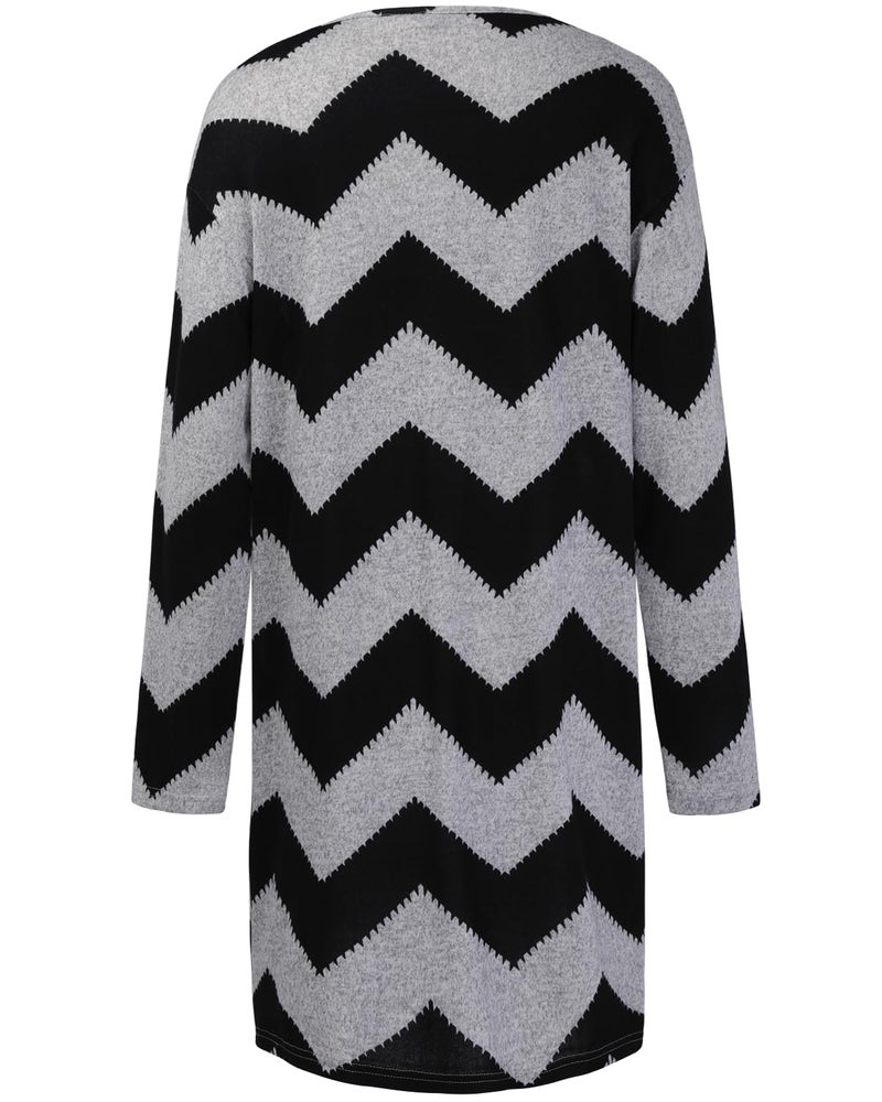 OUGES Women's 2026 Fashion Fall Winter Boho Colorblock Open Front Long Sleeve Lightweight Sweater Cardigan Shirt with Pockets(Color01,L) - Image 3