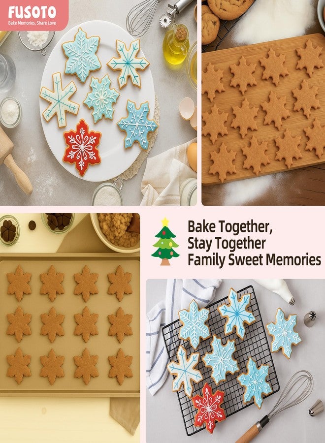 FUSOTO 6PCS Snowflake Cookie Cutter Set, Christmas Cookie Cutters, Holiday Shaped Biscuit Molds, Stainless Steel Baking Supplies for Homemade Cookies, Christmas Snowflake - Image 2