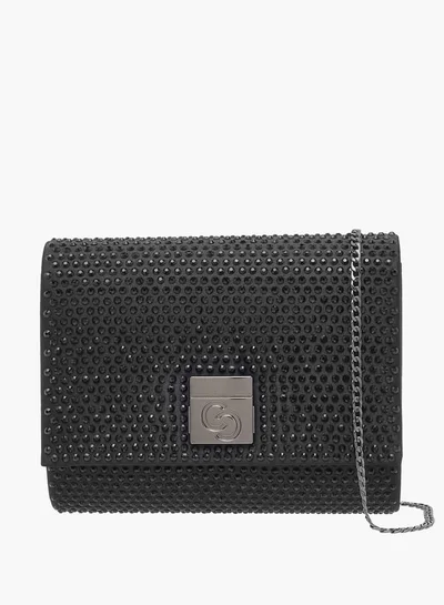 Celeste Women Embellished Crossbody Bag with Button Closure and Chain Strap